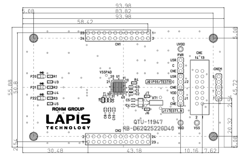 Technische Zeichnung - ROHM Semiconductor RB-D62Q2522GD40 Referenzboard